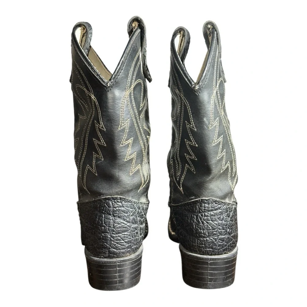 Bronco Little Kids 1890 Black Faux Leather Cowboy Boots size 9.5D